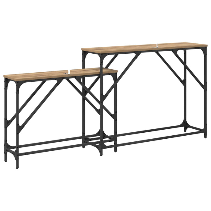Masă de consolă 2 pcs Stejar Artizanal 100 x 28 x 75 cm - WALTI WALTI