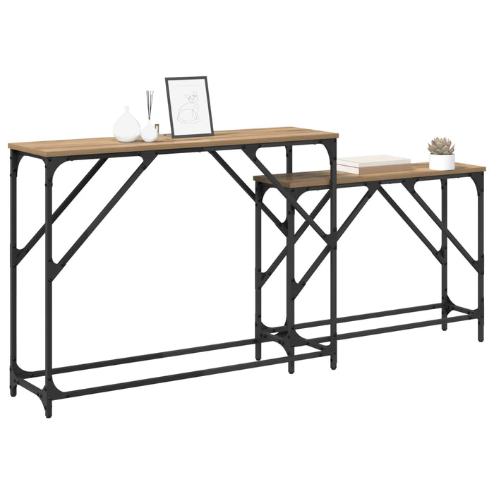 Masă de consolă 2 pcs Stejar Artizanal 100 x 28 x 75 cm - WALTI WALTI