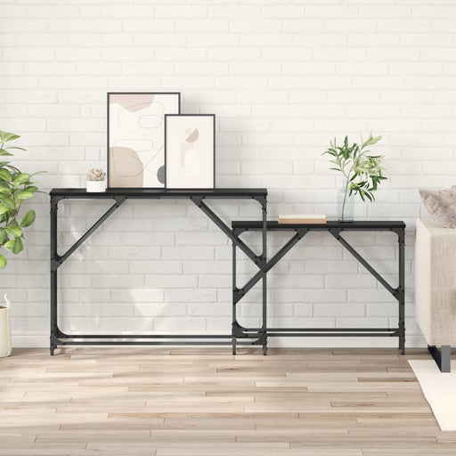 Masă de consolă 2 pcs Stejar Negru 100 x 28 x 75 cm - WALTI WALTI
