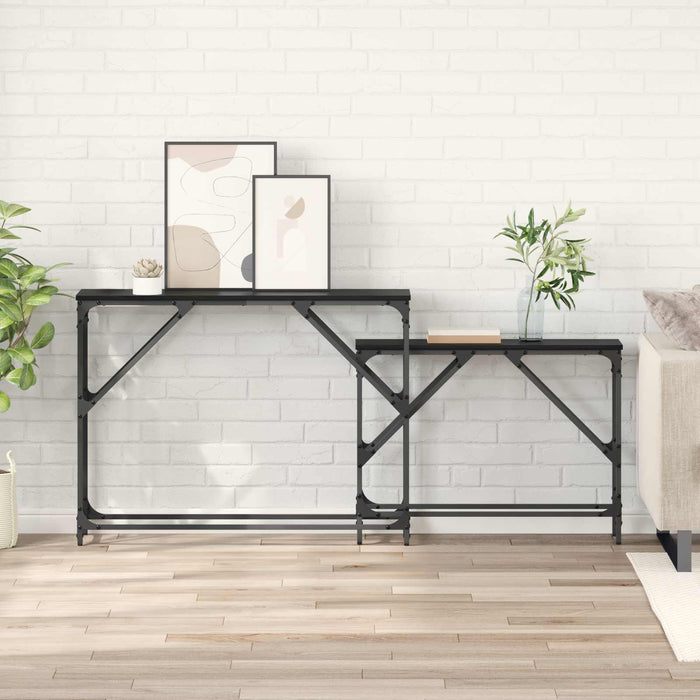 Masă de consolă 2 pcs Stejar Negru 100 x 28 x 75 cm - WALTI WALTI