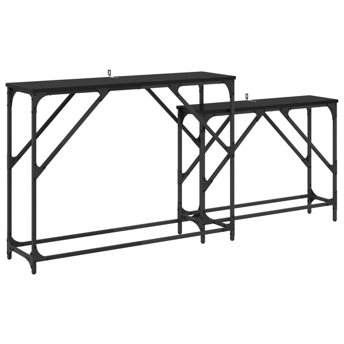 Masă de consolă 2 pcs Stejar Negru 100 x 28 x 75 cm - WALTI WALTI