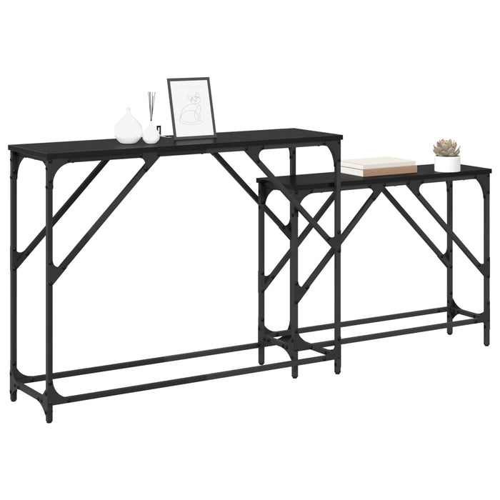 Masă de consolă 2 pcs Stejar Negru 100 x 28 x 75 cm - WALTI WALTI