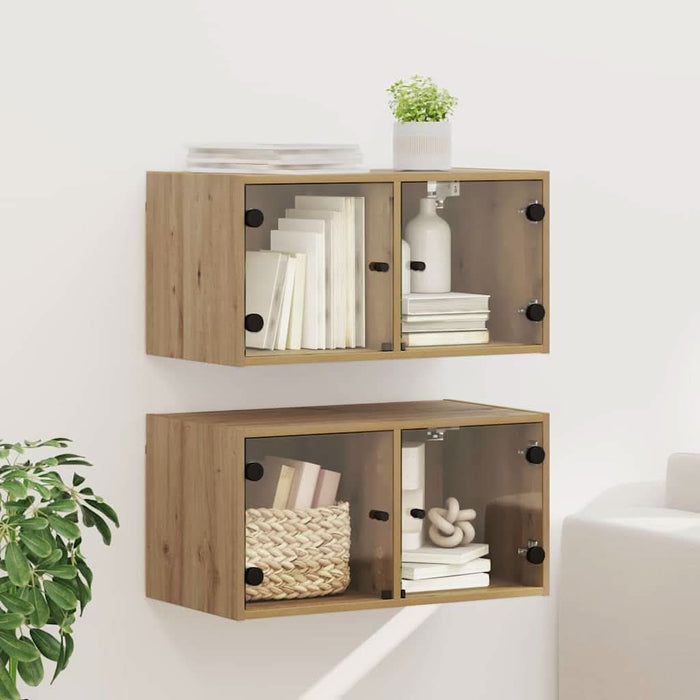 Dulapuri de perete 2 pcs Stejar Artizanal 68 x 37 x 35 cm - WALTI WALTI