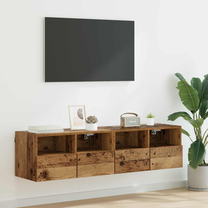 Dulapuri pentru TV Pe perete 2 pcs Lemn Vechi 60 x 30 x 30 cm - WALTI WALTI