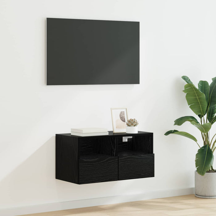 Dulap TV de perete Stejar Negru 60 x 30 x 30 cm Lemn compozit - WALTI WALTI