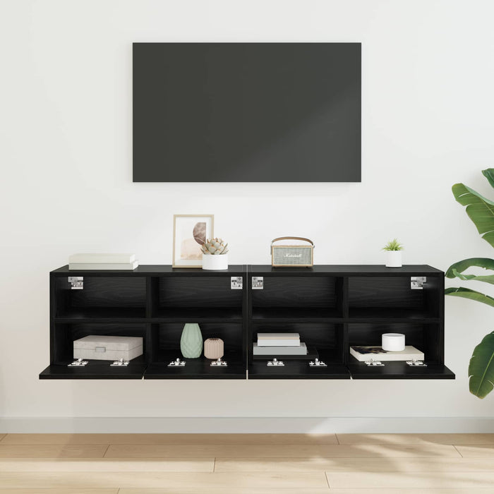 Dulapuri pentru TV Pe perete 2 pcs Stejar Negru 60 x 30 x 30 cm - WALTI WALTI