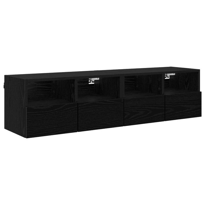 Dulapuri pentru TV Pe perete 2 pcs Stejar Negru 60 x 30 x 30 cm - WALTI WALTI