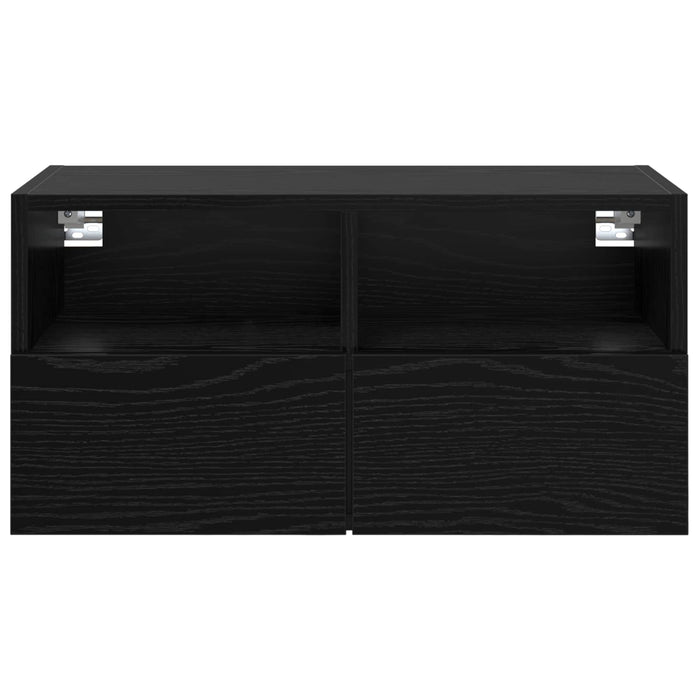 Dulapuri pentru TV Pe perete 2 pcs Stejar Negru 60 x 30 x 30 cm - WALTI WALTI