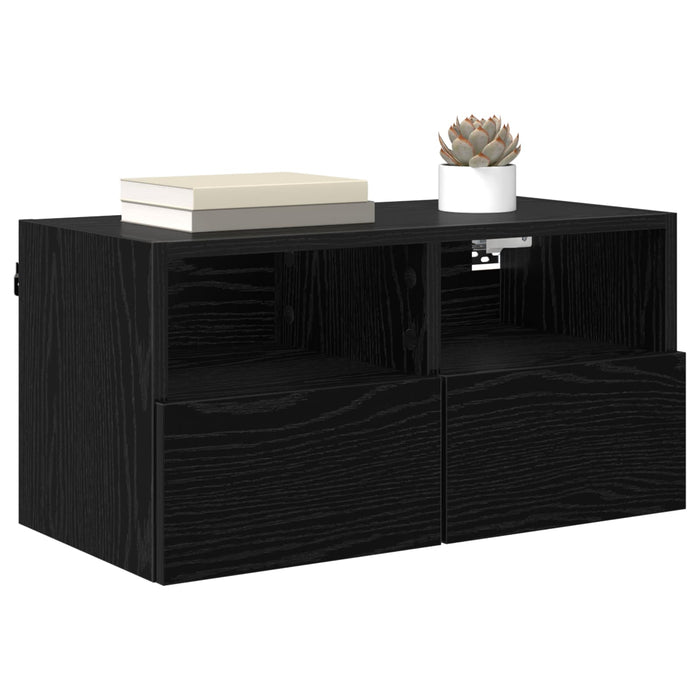 Dulapuri pentru TV Pe perete 2 pcs Stejar Negru 60 x 30 x 30 cm - WALTI WALTI