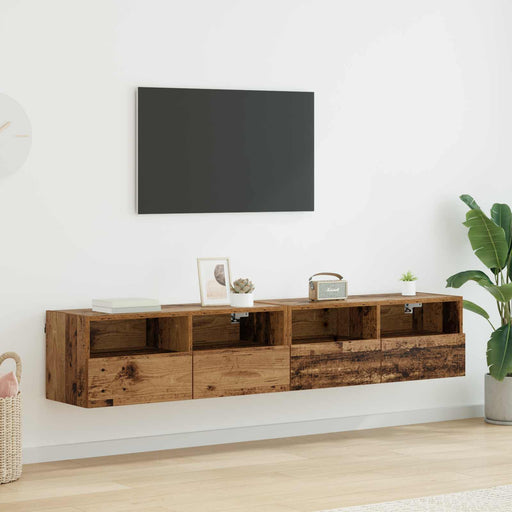 Dulapuri pentru TV Pe perete 2 pcs Lemn Vechi 80 x 30 x 30 cm - WALTI WALTI