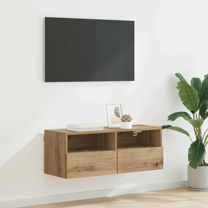 Dulap TV de perete Pe perete Stejar Artizanal 80 x 30 x 30 cm - WALTI WALTI