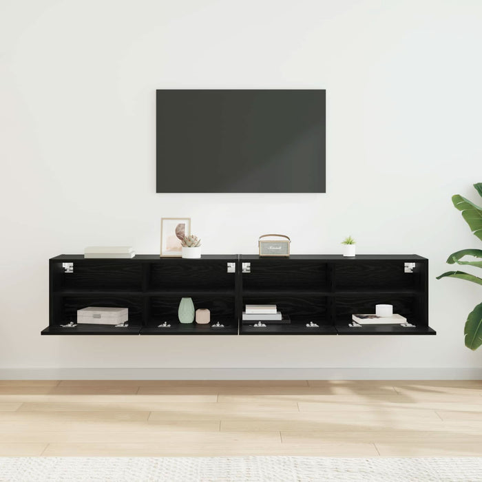 Dulapuri pentru TV Pe perete 2 pcs Stejar Negru 80 x 30 x 30 cm - WALTI WALTI