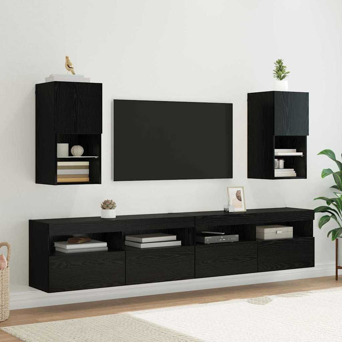 Șifonieri pentru TV montate pe perete 2 pcs Stejar Negru - WALTI WALTI