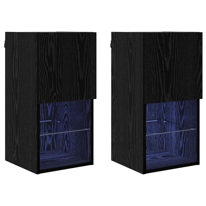 Șifonieri pentru TV montate pe perete 2 pcs Stejar Negru - WALTI WALTI