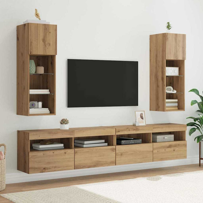 Șifonieri pentru TV montate pe perete 2 pcs Stejar Artizanal - WALTI WALTI