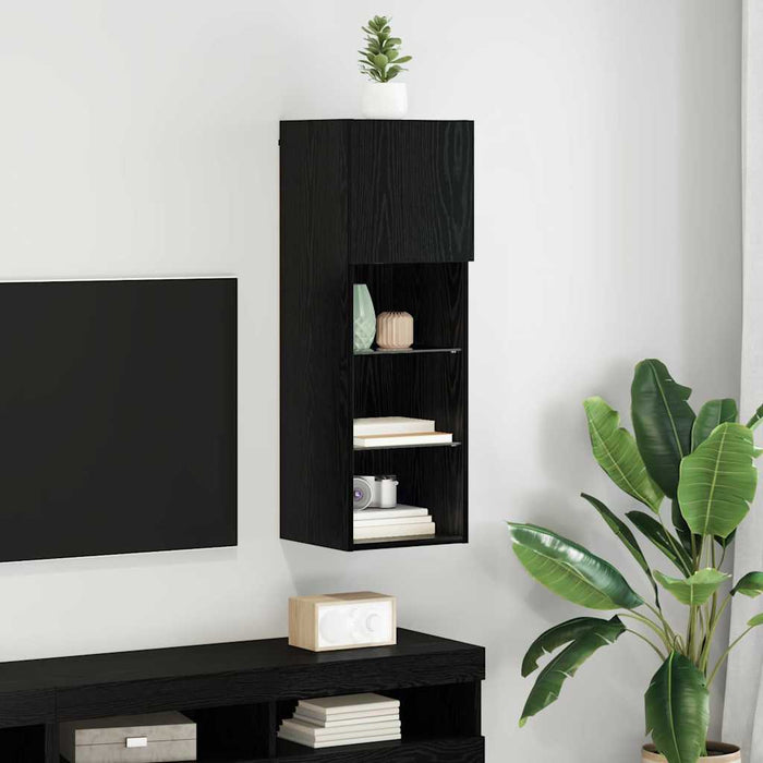 Sistem de TV montat pe perete Stejar Negru 30,5 x 30 x 90 cm - WALTI WALTI