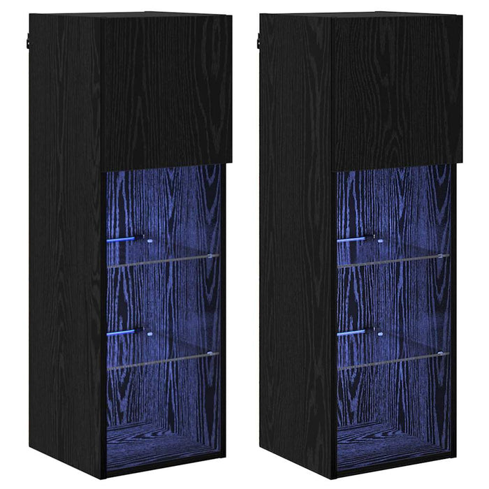 Șifonieri pentru TV montate pe perete 2 pcs Stejar Negru - WALTI WALTI