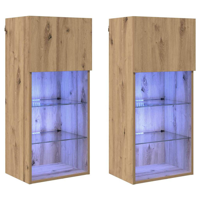 Șifonieri pentru TV montate pe perete 2 pcs Stejar Artizanal - WALTI WALTI