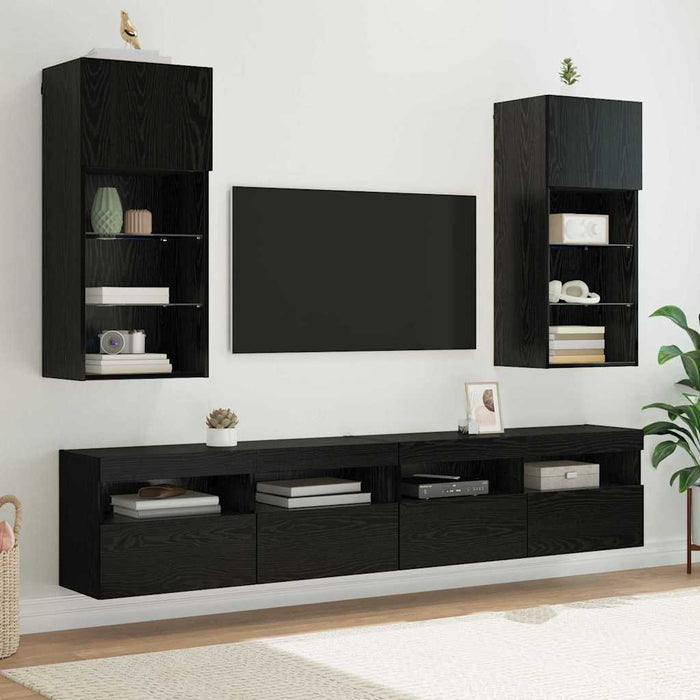 Șifonieri pentru TV montate pe perete 2 pcs Stejar Negru - WALTI WALTI