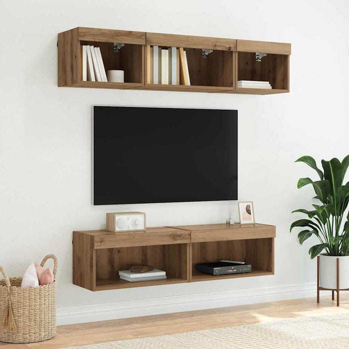 Cabinet TV Stejar Artizanal 60 x 30 x 30 cm Lemn compozit - WALTI WALTI