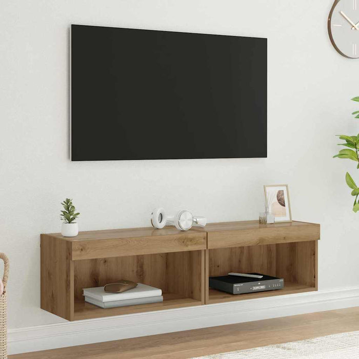 Dulapuri TV Pe perete 2 pcs Stejar Artizanal 60 x 30 x 30 cm - WALTI WALTI