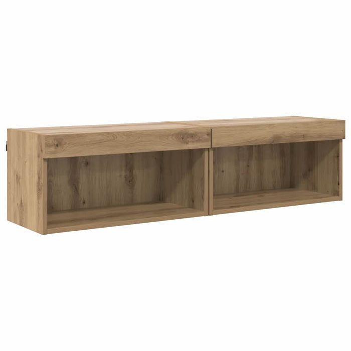 Dulapuri TV Pe perete 2 pcs Stejar Artizanal 60 x 30 x 30 cm - WALTI WALTI