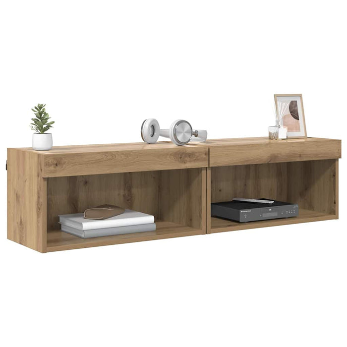 Dulapuri TV Pe perete 2 pcs Stejar Artizanal 60 x 30 x 30 cm - WALTI WALTI