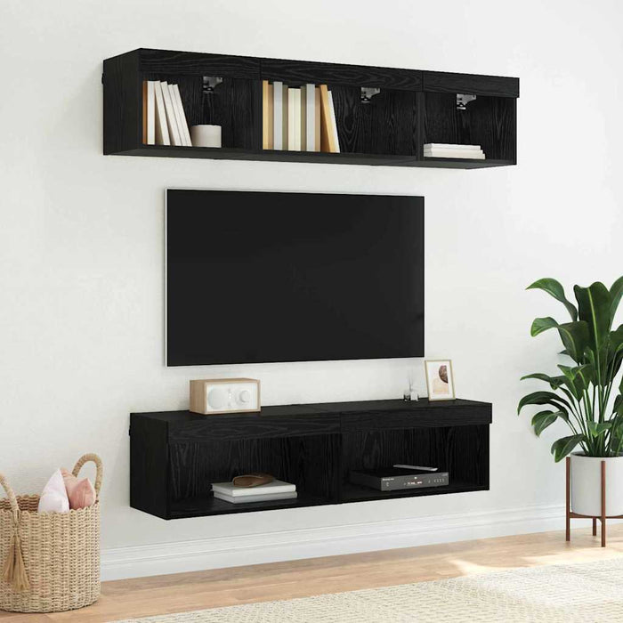 Dulapuri TV 2 pcs Stejar Negru 60 x 30 x 30 cm Lemn compozit - WALTI WALTI