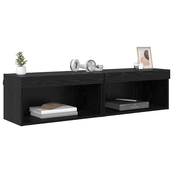 Dulapuri TV 2 pcs Stejar Negru 60 x 30 x 30 cm Lemn compozit - WALTI WALTI