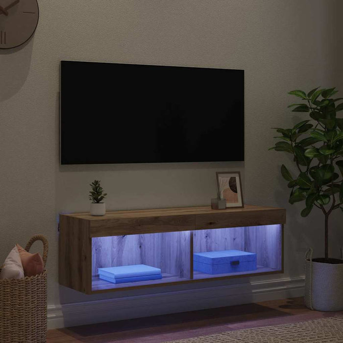 Dulap TV de perete Panama Stejar Artizanal 100 x 30 x 30 cm - WALTI WALTI