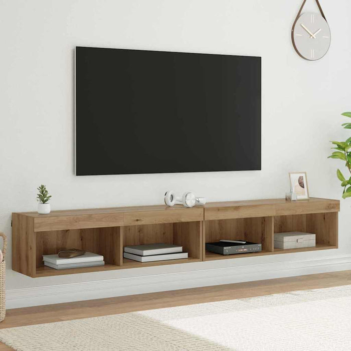 Dulapuri pentru TV Pe perete Panama 2 pcs Stejar Artizanal - WALTI WALTI