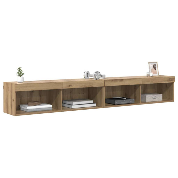 Dulapuri pentru TV Pe perete Panama 2 pcs Stejar Artizanal - WALTI WALTI