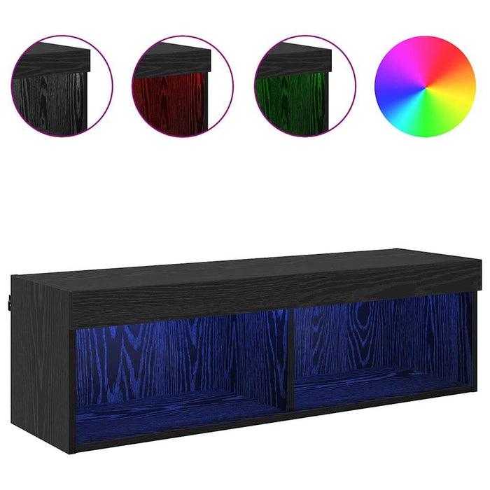 Dulap TV de perete Panama Stejar Negru 100 x 30 x 30 cm - WALTI WALTI