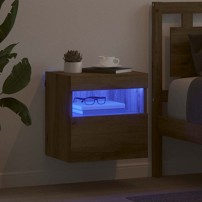 Dulap TV de perete cu LED Stejar Artizanal 40 x 30 x 40 cm - WALTI WALTI