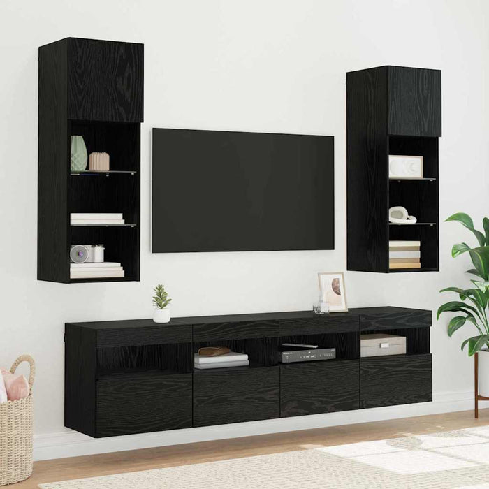 Dulapuri pentru TV cu LED 2 pcs Stejar Negru 40 x 30 x 40 cm - WALTI WALTI