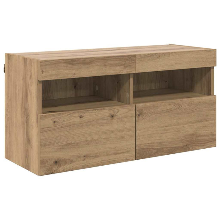 Dulap TV de perete cu LED Stejar Artizanal 80 x 30 x 40 cm - WALTI WALTI