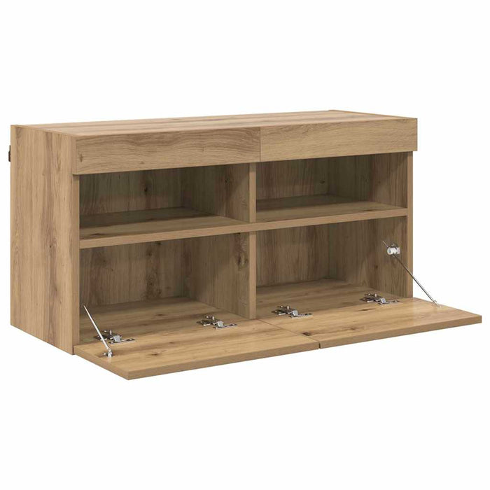 Dulap TV de perete cu LED Stejar Artizanal 80 x 30 x 40 cm - WALTI WALTI