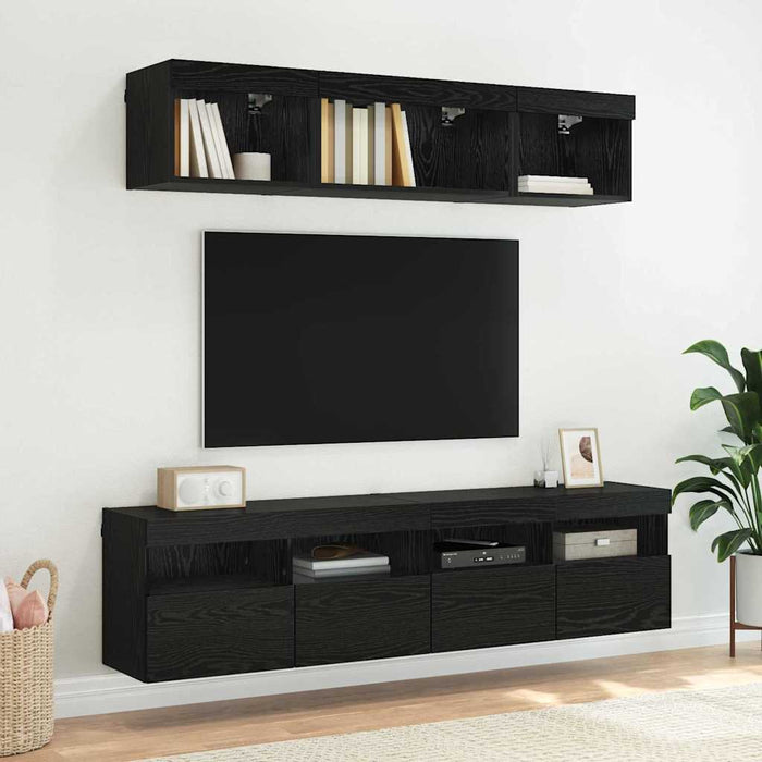 Dulap TV de perete Stejar Negru 80 x 30 x 40 cm Lemn compozit - WALTI WALTI