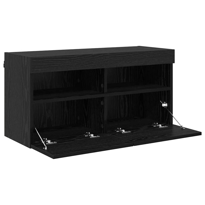 Dulap TV de perete Stejar Negru 80 x 30 x 40 cm Lemn compozit - WALTI WALTI