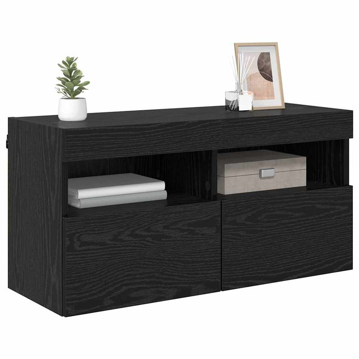 Dulap TV de perete Stejar Negru 80 x 30 x 40 cm Lemn compozit - WALTI WALTI