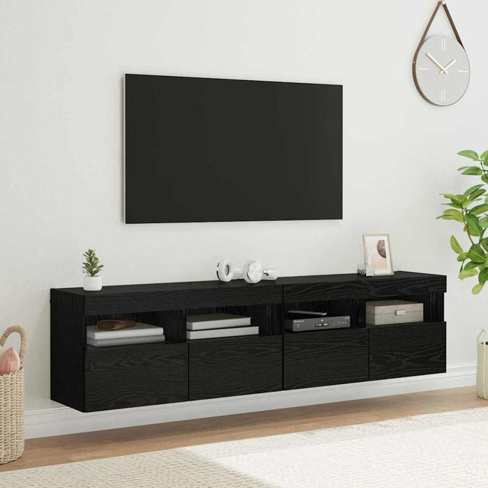 Dulapuri pentru TV cu LED 2 pcs Stejar Negru 80 x 30 x 40 cm - WALTI WALTI