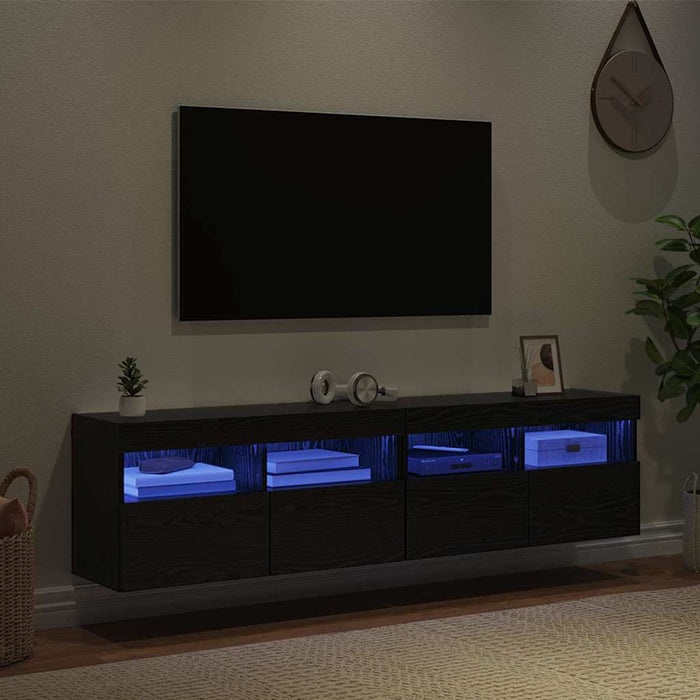 Dulapuri pentru TV cu LED 2 pcs Stejar Negru 80 x 30 x 40 cm - WALTI WALTI