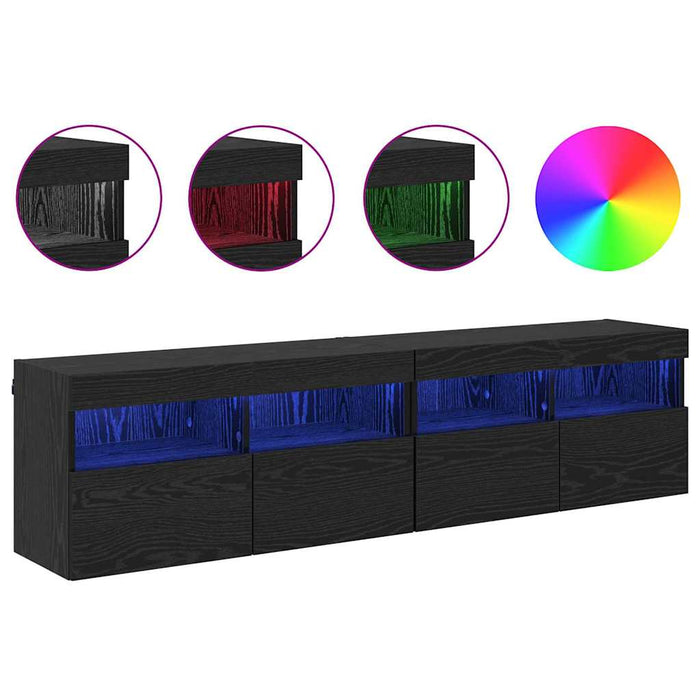 Dulapuri pentru TV cu LED 2 pcs Stejar Negru 80 x 30 x 40 cm - WALTI WALTI