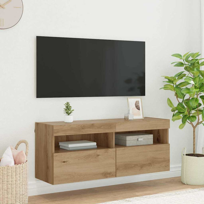 Dulap TV de perete cu LED Stejar Artizanal 100 x 30 x 40 cm - WALTI WALTI