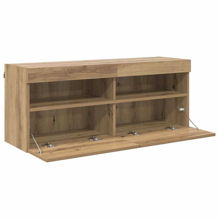 Dulap TV de perete cu LED Stejar Artizanal 100 x 30 x 40 cm - WALTI WALTI