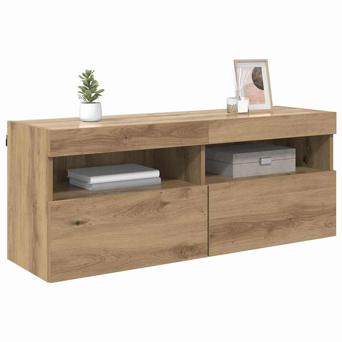 Dulap TV de perete cu LED Stejar Artizanal 100 x 30 x 40 cm - WALTI WALTI