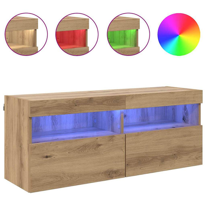 Dulap TV de perete cu LED Stejar Artizanal 100 x 30 x 40 cm - WALTI WALTI