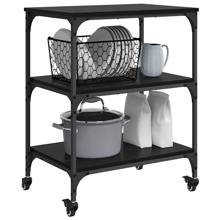 Troler de Bucătărie Stejar Negru 60 x 41 x 76 cm Lemn compozit WALTI