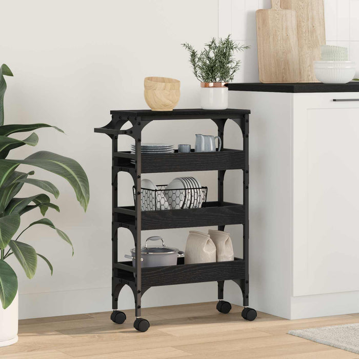 Troler de Bucătărie Stejar Negru 53 x 20 x 76 cm Lemn compozit WALTI