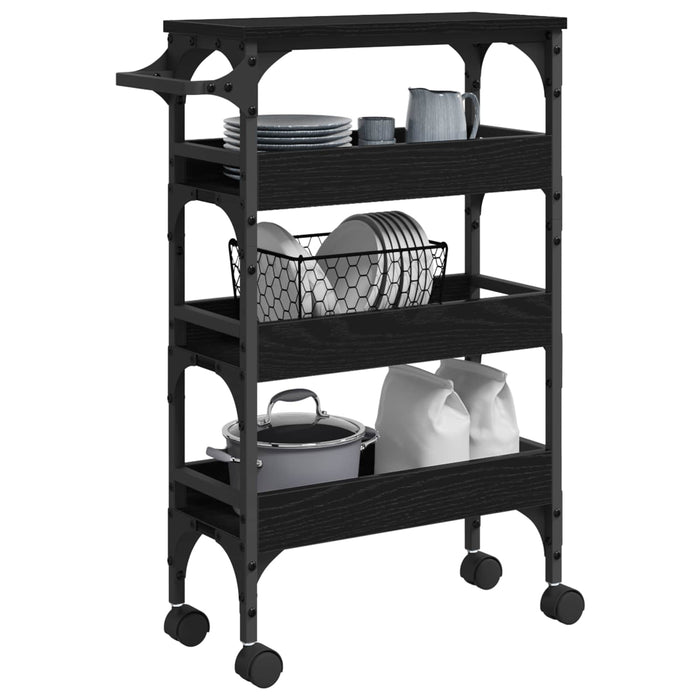 Troler de Bucătărie Stejar Negru 53 x 20 x 76 cm Lemn compozit WALTI